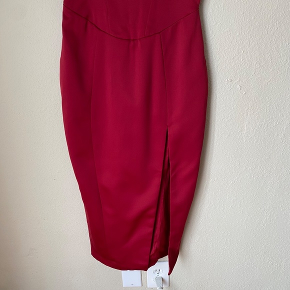 HOUSE OF CB‎ XS PLUS CUP Casimira' Wine red barbie Satin Corset Midi Dress - Picture 6 of 14